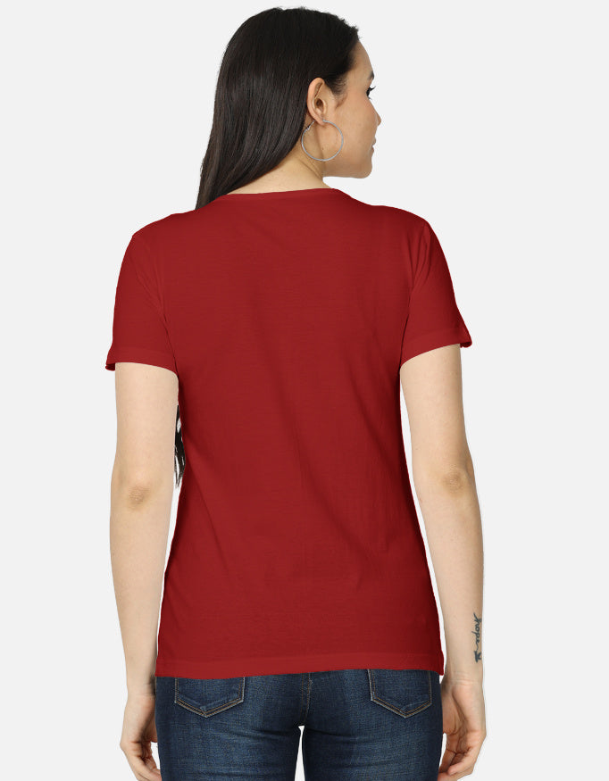 Back view of women's classic T-shirt by LYVIT ORIGINALS, featuring a simple fit and soft fabric in a neutral color.