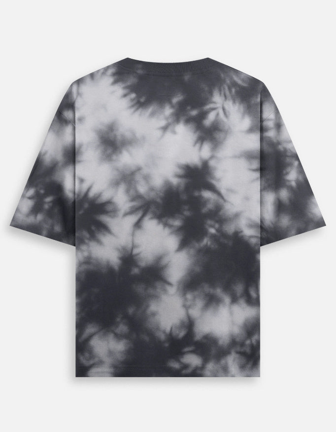 Back view of LYVIT ORIGINALS unisex oversized tie dye T-shirt showcasing vibrant, colorful pattern and relaxed fit.