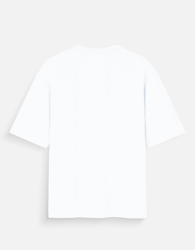 Back view of unisex oversized LYVIT ORIGINALS T-shirt, showcasing relaxed fit and casual style.