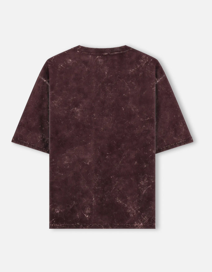 Back view of LYVIT ORIGINALS unisex acid washed oversized tee with relaxed fit and casual style.