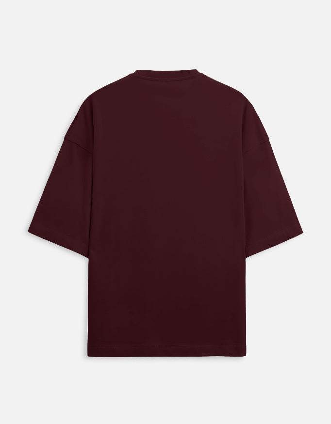 Back view of unisex oversized Terry tee by LYVIT ORIGINALS, showcasing relaxed fit and soft terry fabric in natural color.