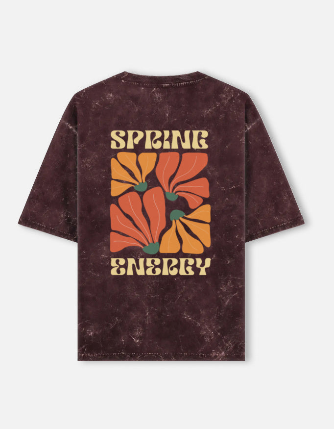 Back view of unisex acid washed oversized LYVIT ORIGINALS tee with relaxed fit and faded, vintage-inspired design.