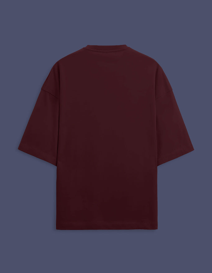 Back view of unisex LYVIT ORIGINALS oversized terry tee with relaxed fit and casual style, showing the textured fabric and oversized silhouette.