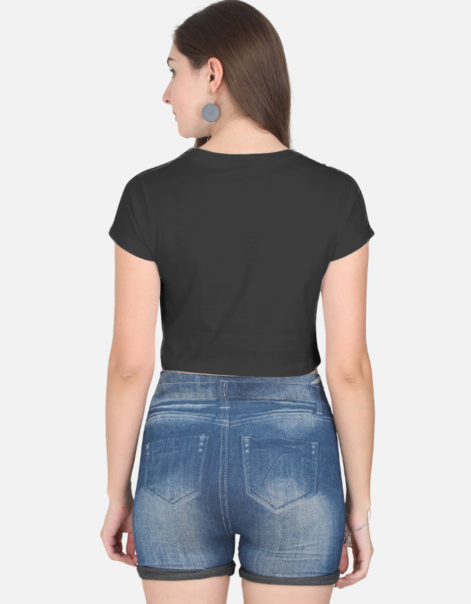 Back view of LYVIT ORIGINALS crop top, showcasing its fitted design and stylish neckline on a plain background.