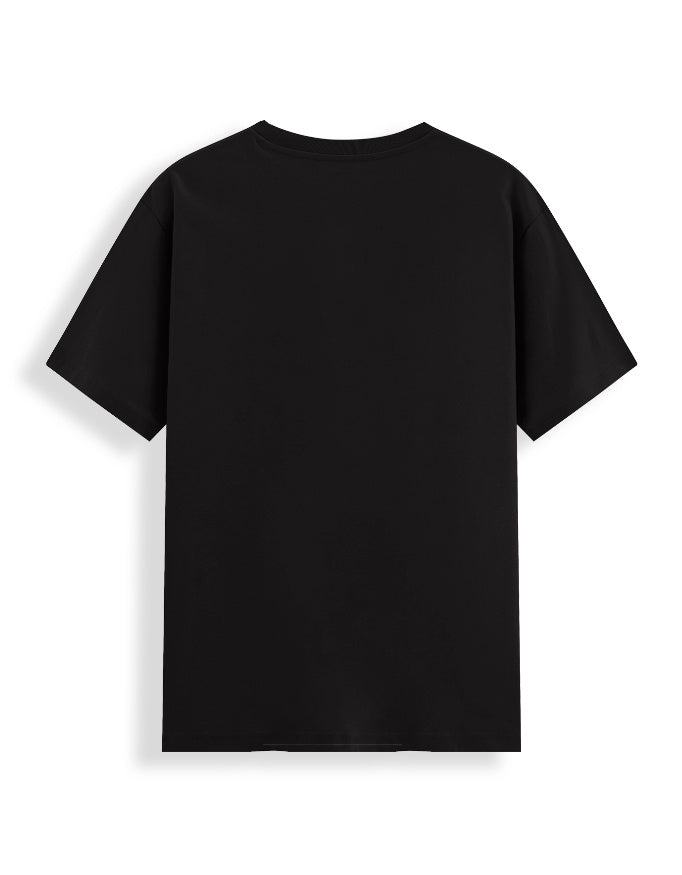 Back view of unisex LYVIT ORIGINALS classic crew stretch T-shirt in a solid color, showcasing a relaxed fit and smooth fabric.
