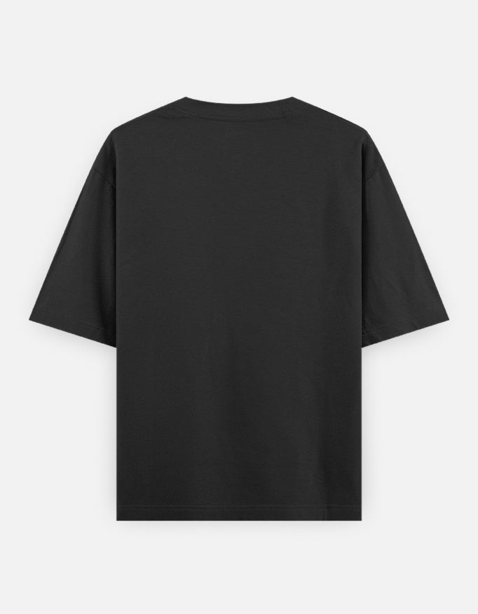 Back view of unisex oversized classic T-shirt by LYVIT ORIGINALS, showing relaxed fit and simple design on a plain background.