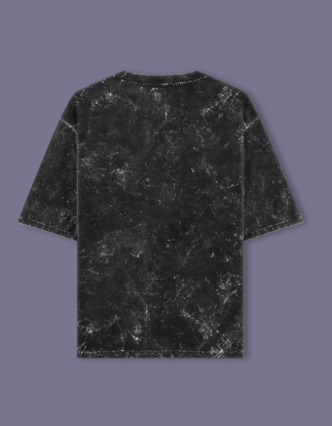 Back view of unisex acid washed oversized LYVIT ORIGINALS T-shirt, showcasing the relaxed fit and vintage-style wash.