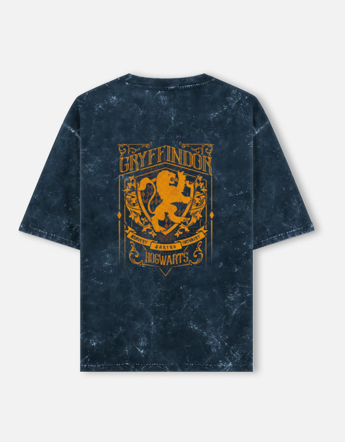 Unisex acid washed oversized T-shirt from LYVIT ORIGINALS, showing the back view with faded, vintage-style fabric.