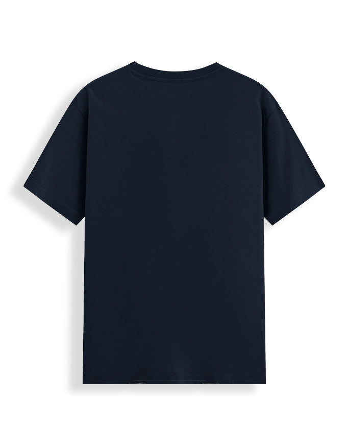 Back view of unisex LYVIT ORIGINALS classic crew stretch T-shirt in a neutral color, showcasing its fit and smooth fabric.