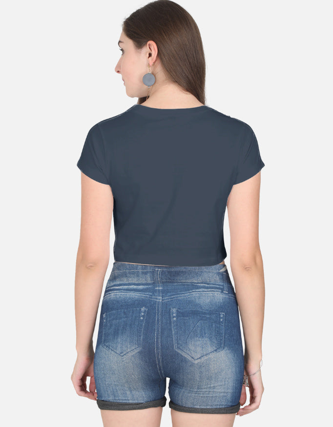Back view of LYVIT ORIGINALS crop top, stylish and fitted, showcasing the back design and fabric details.