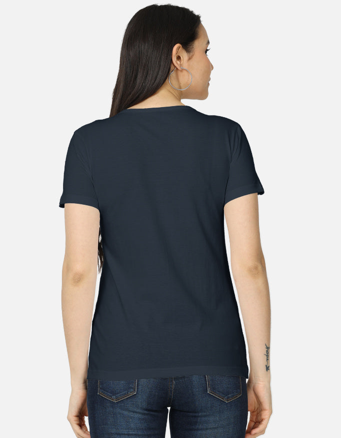 Back view of women's classic T-shirt by LYVIT ORIGINALS, showing simple crew neck and relaxed fit in soft fabric.