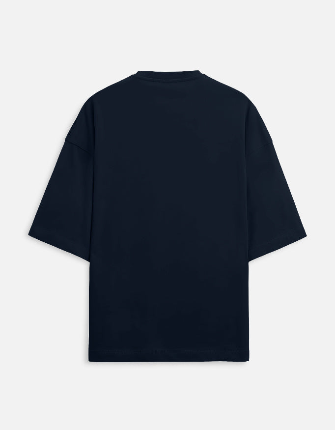 Back view of LYVIT ORIGINALS unisex oversized terry tee, relaxed fit with visible stitching and soft fabric texture.