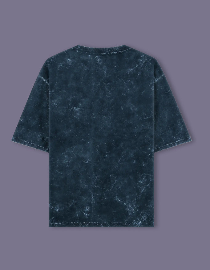Back view of unisex acid washed oversized tee by LYVIT ORIGINALS with relaxed fit and casual style.