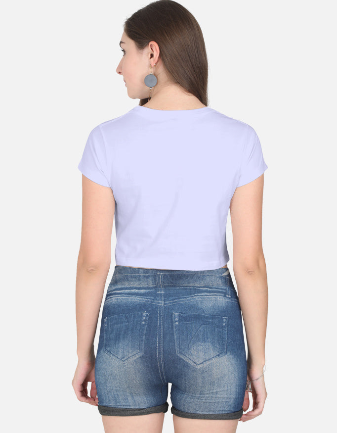 Back view of LYVIT ORIGINALS crop top, showcasing its fitted style and soft fabric in a casual, trendy design.