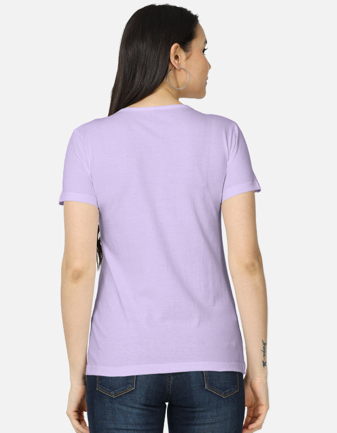 Back view of LYVIT ORIGINALS women's classic T-shirt in soft cotton, featuring a relaxed fit and simple round neckline.