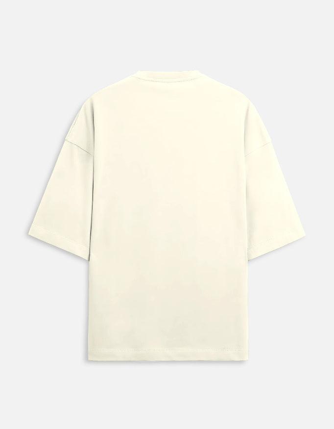 Back view of unisex LYVIT ORIGINALS oversized terry cloth tee, showcasing relaxed fit and casual style.