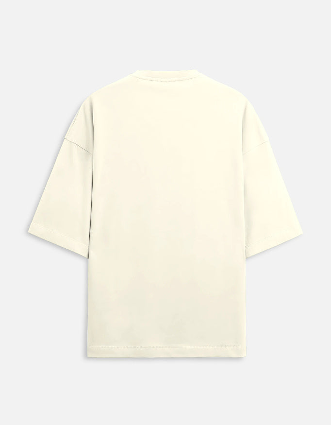 Back view of unisex oversized terry cloth tee by LYVIT ORIGINALS, showcasing relaxed fit and textured fabric.