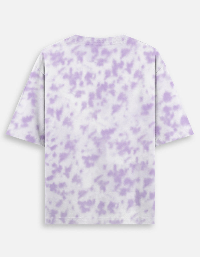 Back view of LYVIT ORIGINALS unisex oversized tie dye T-shirt with vibrant swirling patterns and relaxed fit.