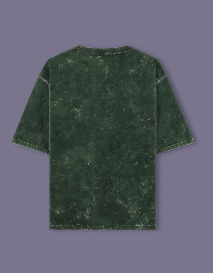 Back view of LYVIT ORIGINALS unisex acid washed oversized tee showcasing relaxed fit and vintage-inspired design.