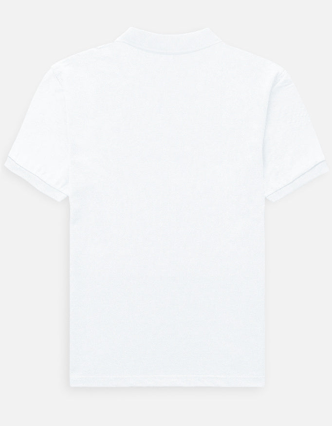 Back view of a men's LYVIT ORIGINALS polo shirt in a classic fit, showcasing the collar and neatly stitched details.