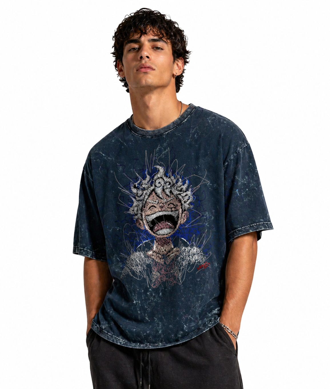 Unisex acid washed oversized tee by LYVIT ORIGINALS featuring a relaxed fit and distressed fabric in a casual style.