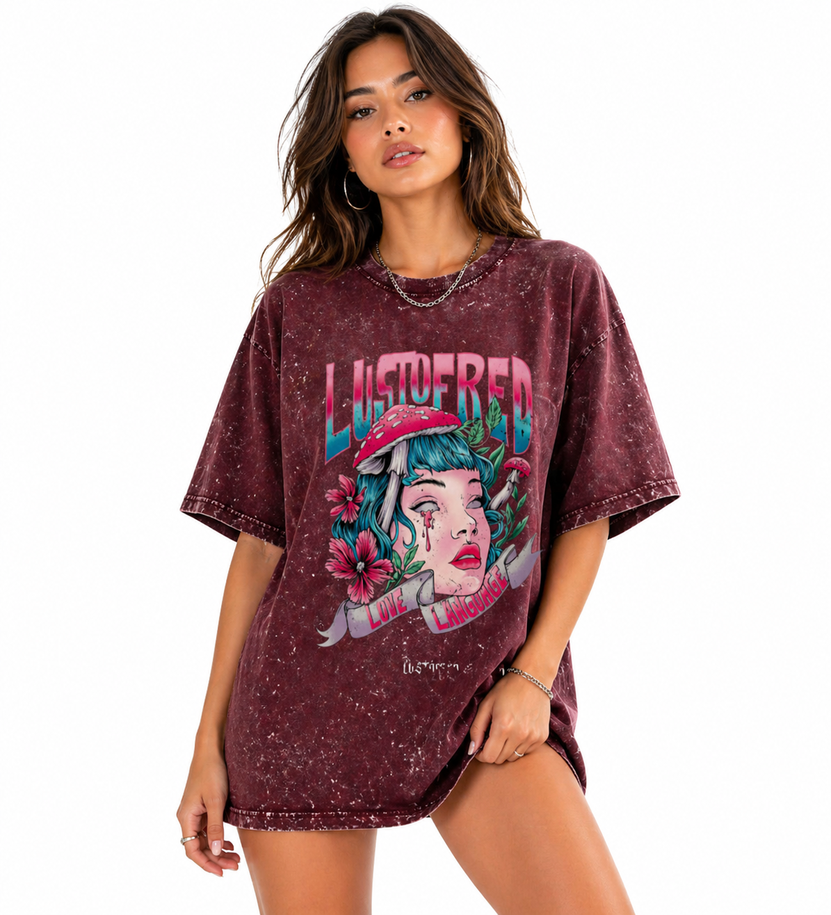 Unisex acid washed oversized T-shirt by LYVIT ORIGINALS featuring a relaxed fit and trendy distressed fabric.