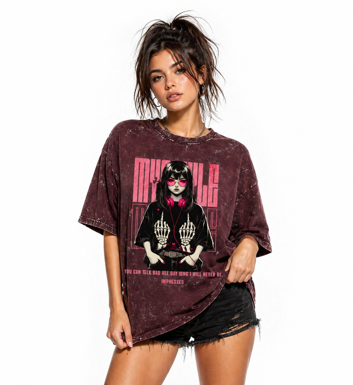 Unisex acid washed oversized T-shirt by LYVIT ORIGINALS, featuring a relaxed fit and trendy distressed fabric in the image.