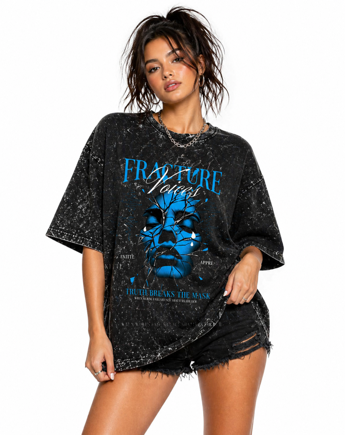 Unisex acid washed oversized T-shirt by LYVIT ORIGINALS, showing a relaxed fit with faded, vintage-style fabric.
