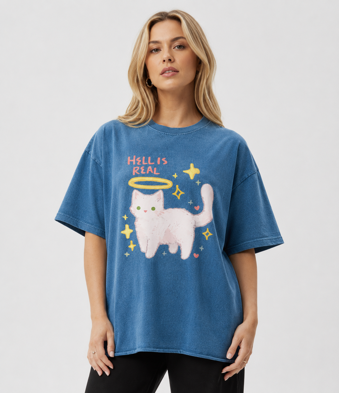 BOXY FIT TSHIRT DENIM WASH