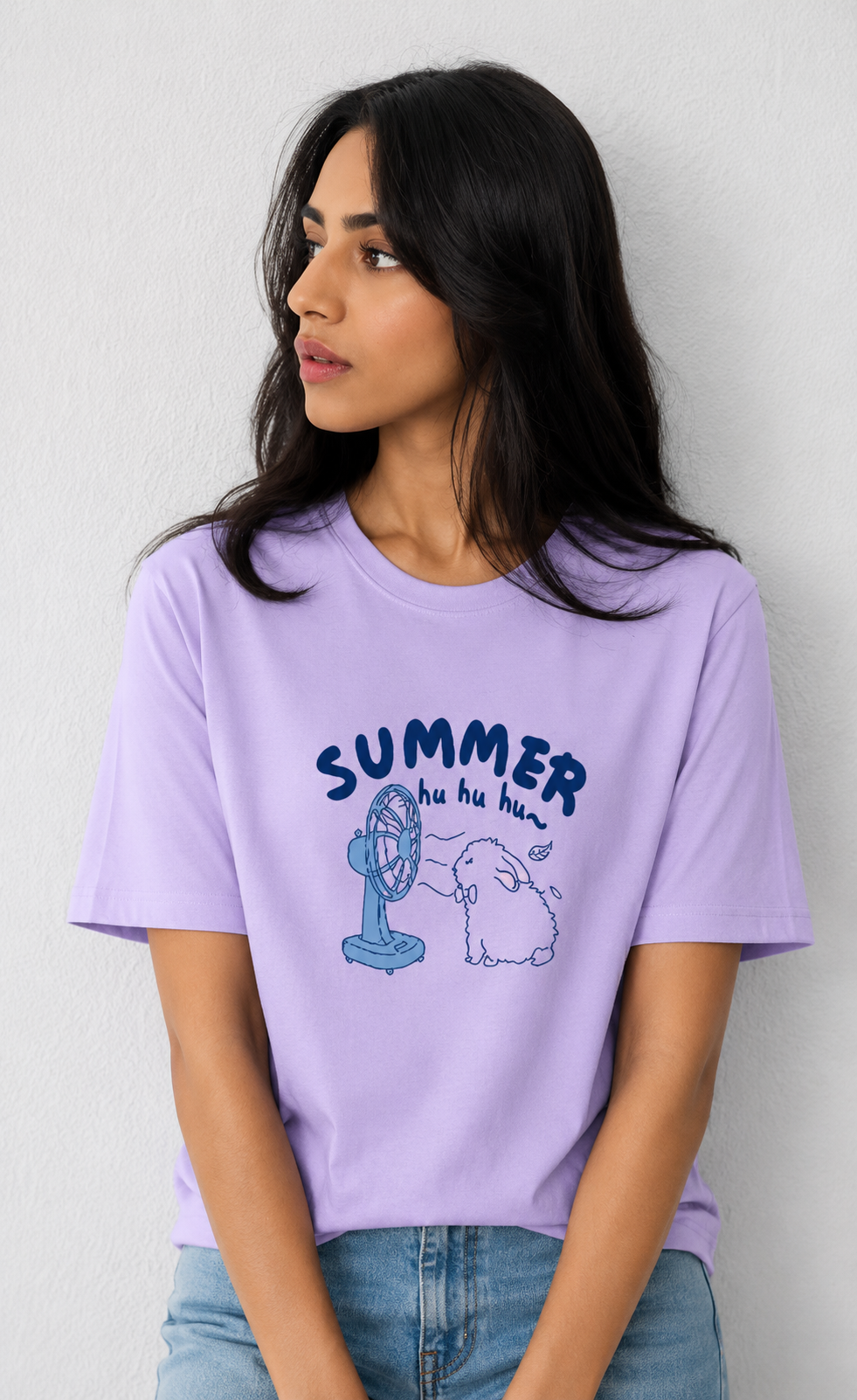 Women's classic T-shirt by LYVIT ORIGINALS, soft cotton fabric with a relaxed fit and simple crew neckline, shown on a model.