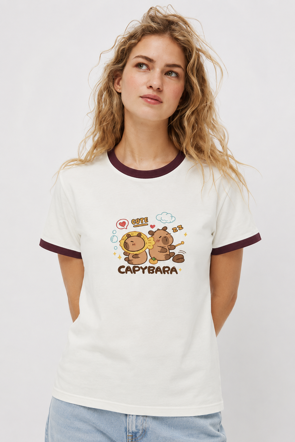 Unisex Ringer T-Shirt by LYVIT ORIGINALS featuring a classic white and contrasting colored neckline and sleeve trim.