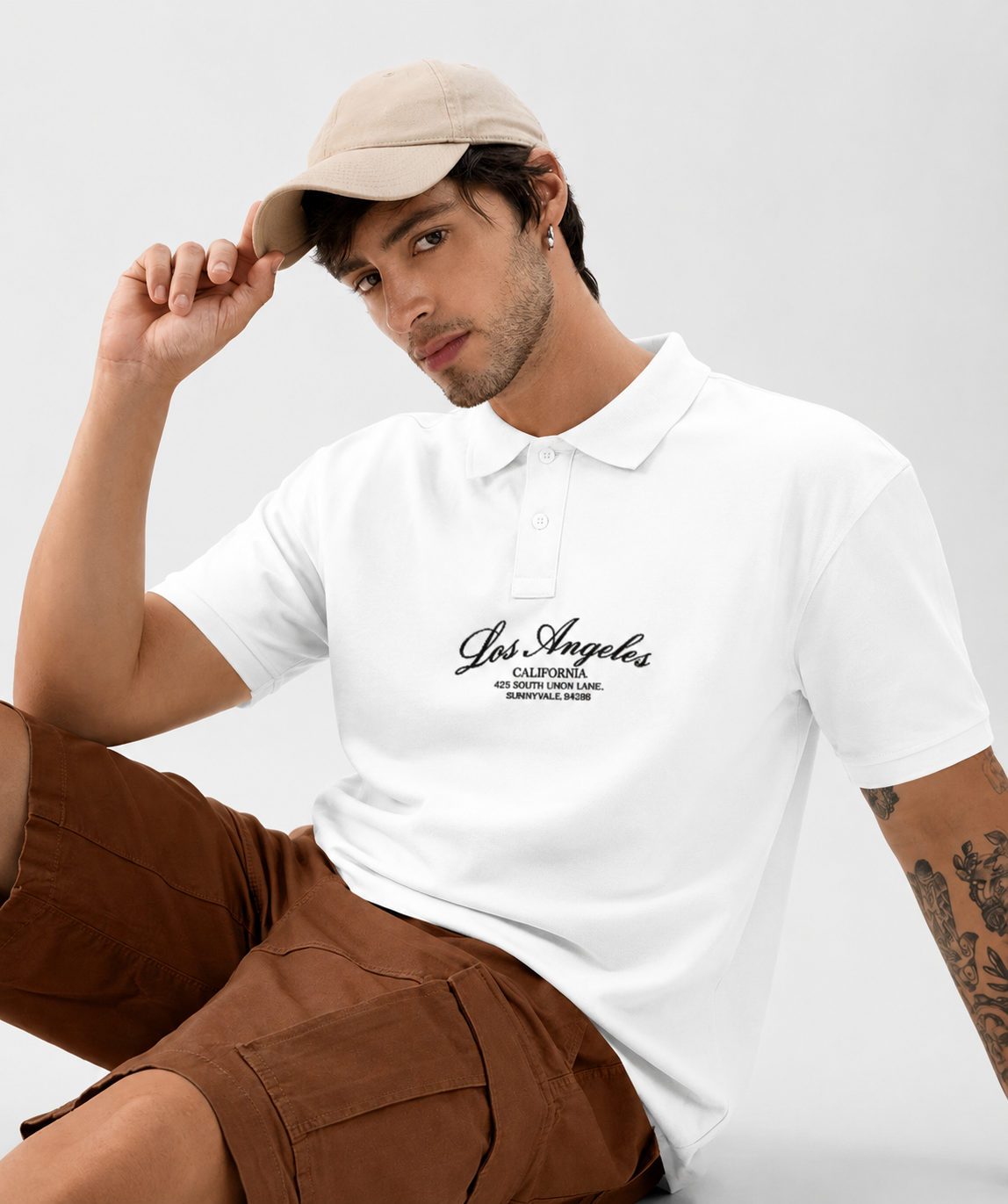 Men's polo T-shirt by Lyvit Originals, shown in a relaxed fit with a classic collar and short sleeves.