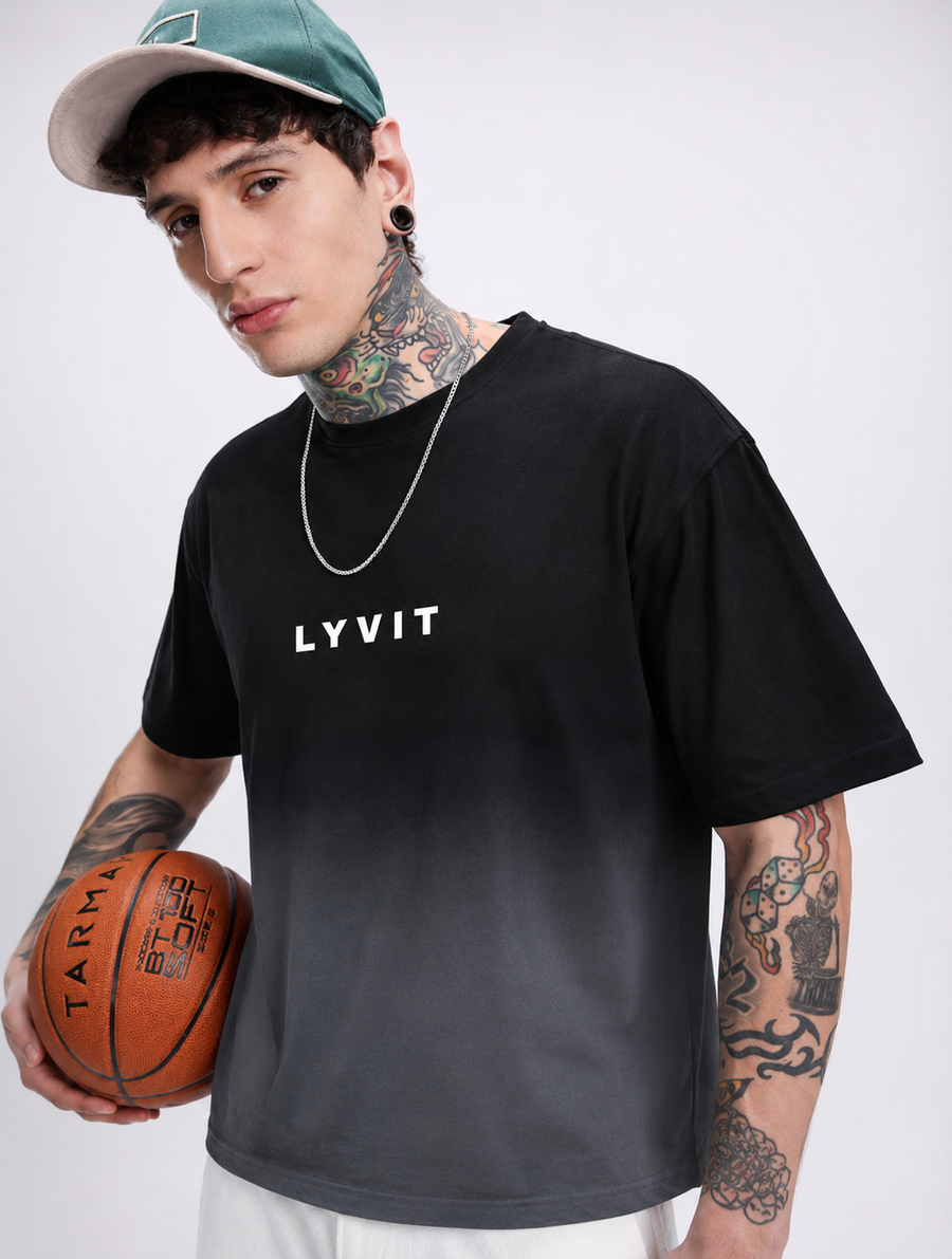 BLACK OMBRE  BOXY FIT TSHIRT