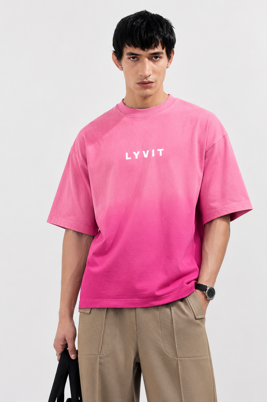 PINK SUNFADE OMBRE BOXY FIT TSHIRT