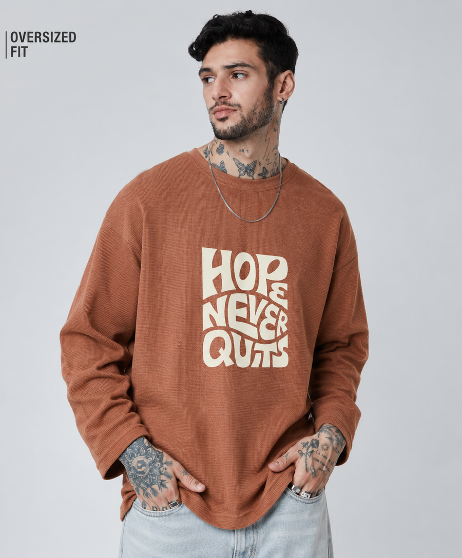 WAFFLE KNIT OVERSIZED FULL SLEEVE