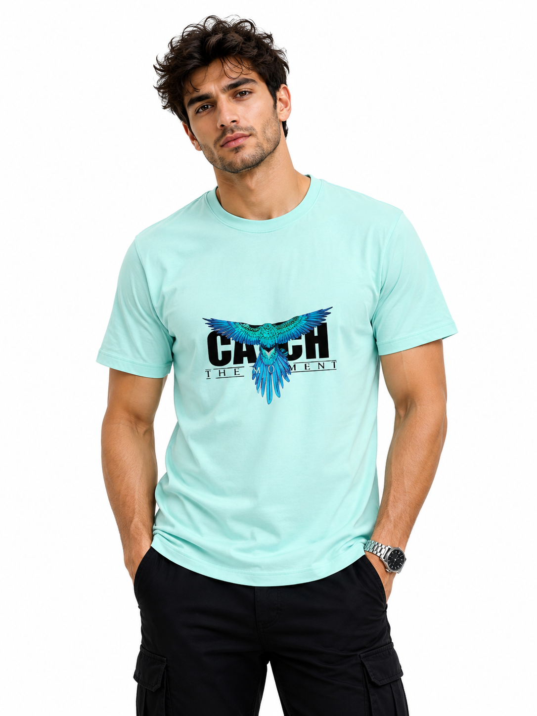 Unisex classic crew T-shirt by LYVIT ORIGINALS, plain white cotton shirt with round neckline and short sleeves.