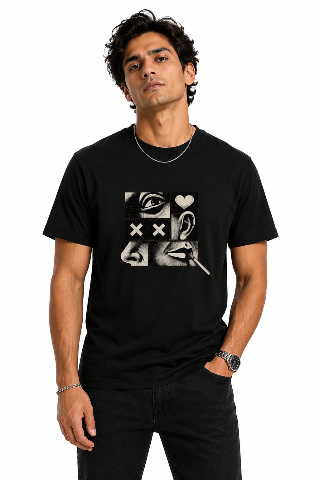 Unisex classic crew T-shirt by LYVIT ORIGINALS, featuring a plain design in soft cotton fabric on a white background.