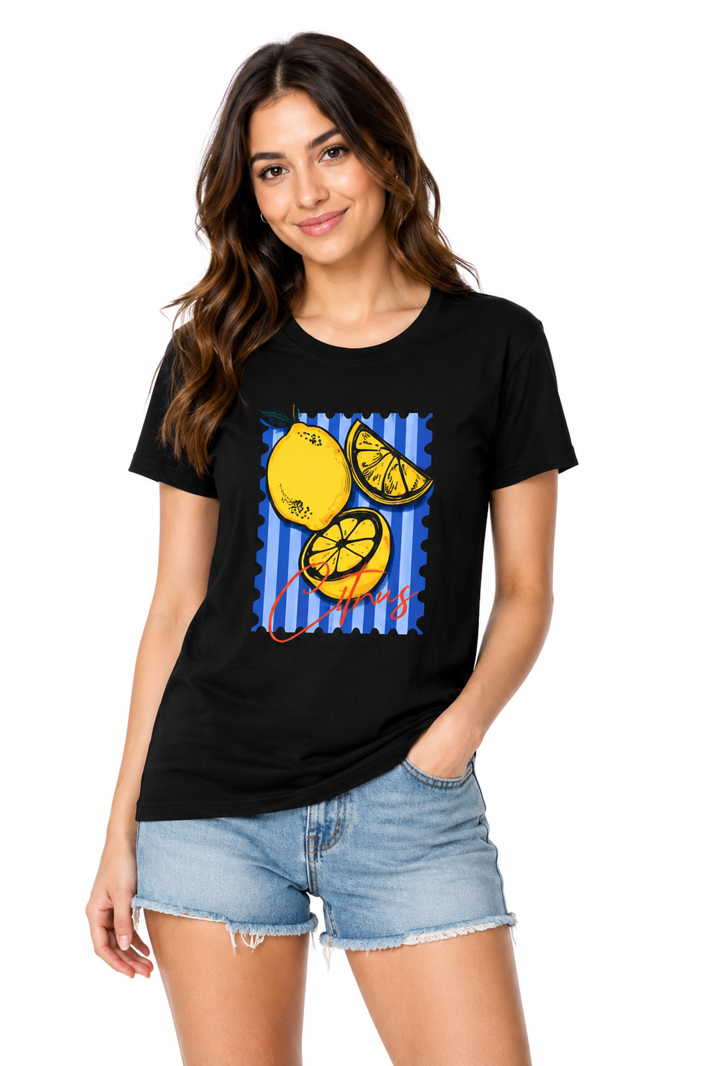 Women's classic T-shirt by LYVIT ORIGINALS, featuring a comfortable fit and simple design, shown laid flat on a white background.