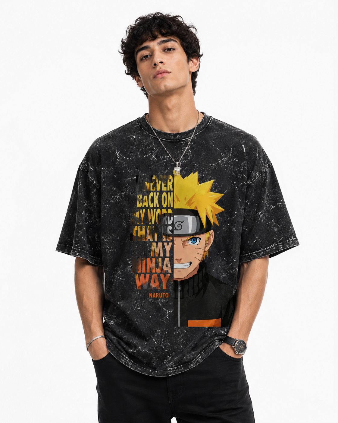 Unisex acid washed oversized tee by LYVIT ORIGINALS, showing a relaxed fit with a faded, vintage-inspired fabric texture.