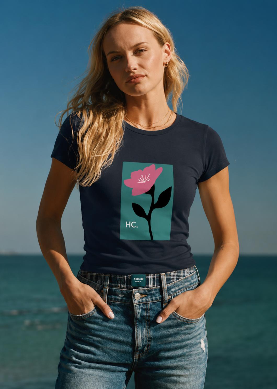 Women's classic T-shirt by LYVIT ORIGINALS, white cotton fabric with short sleeves and a round neckline.