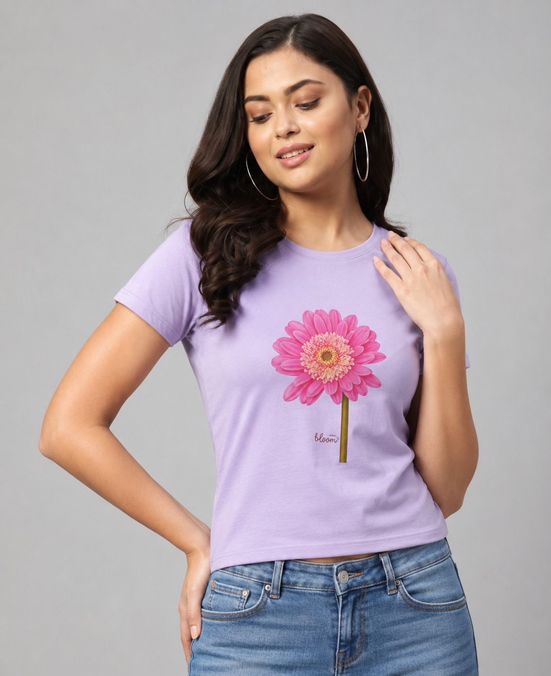 Women's classic T-shirt by LYVIT ORIGINALS, soft fabric, crew neck, and casual fit shown on a model.