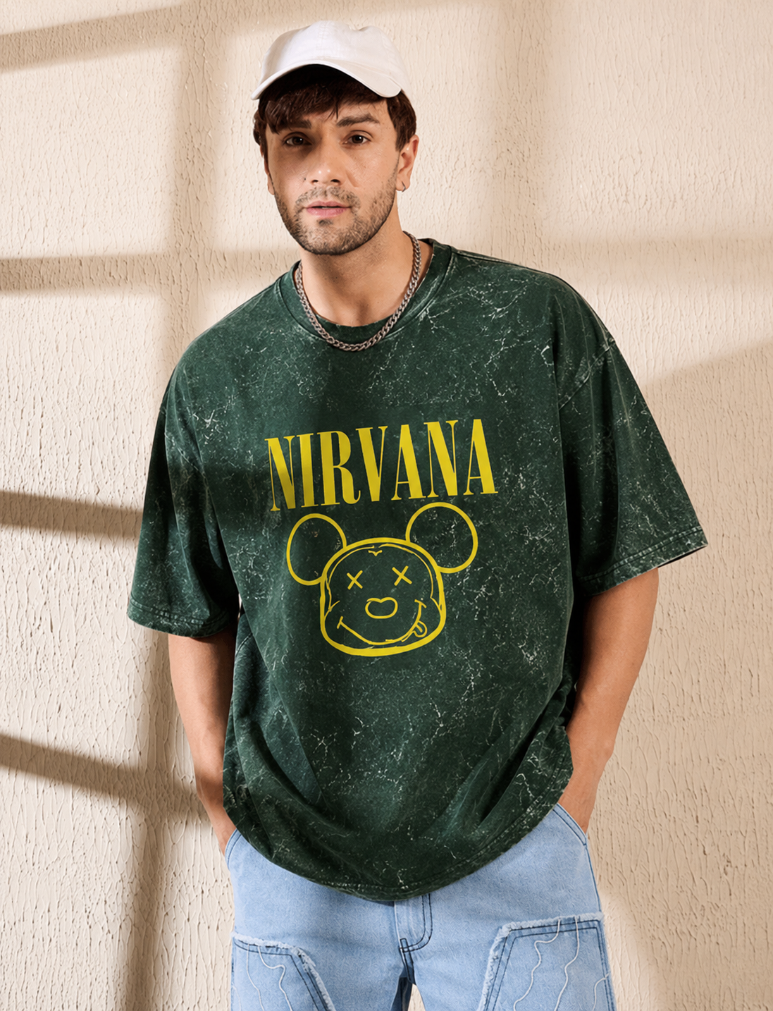 Unisex acid washed oversized LYVIT ORIGINALS T-shirt with a relaxed fit and faded, vintage-style fabric.