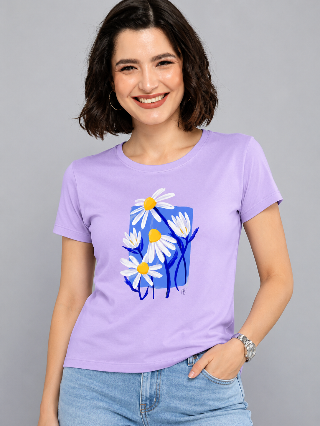 Women's classic T-shirt by LYVIT ORIGINALS, soft cotton fabric, featuring a simple crew neck and short sleeves.