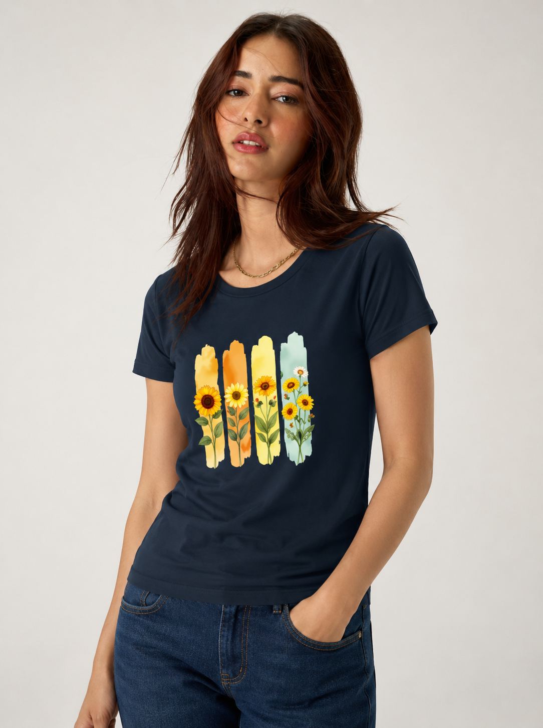 Women's classic T-shirt by LYVIT ORIGINALS, featuring a comfortable fit and simple design, shown in a casual wear setting.