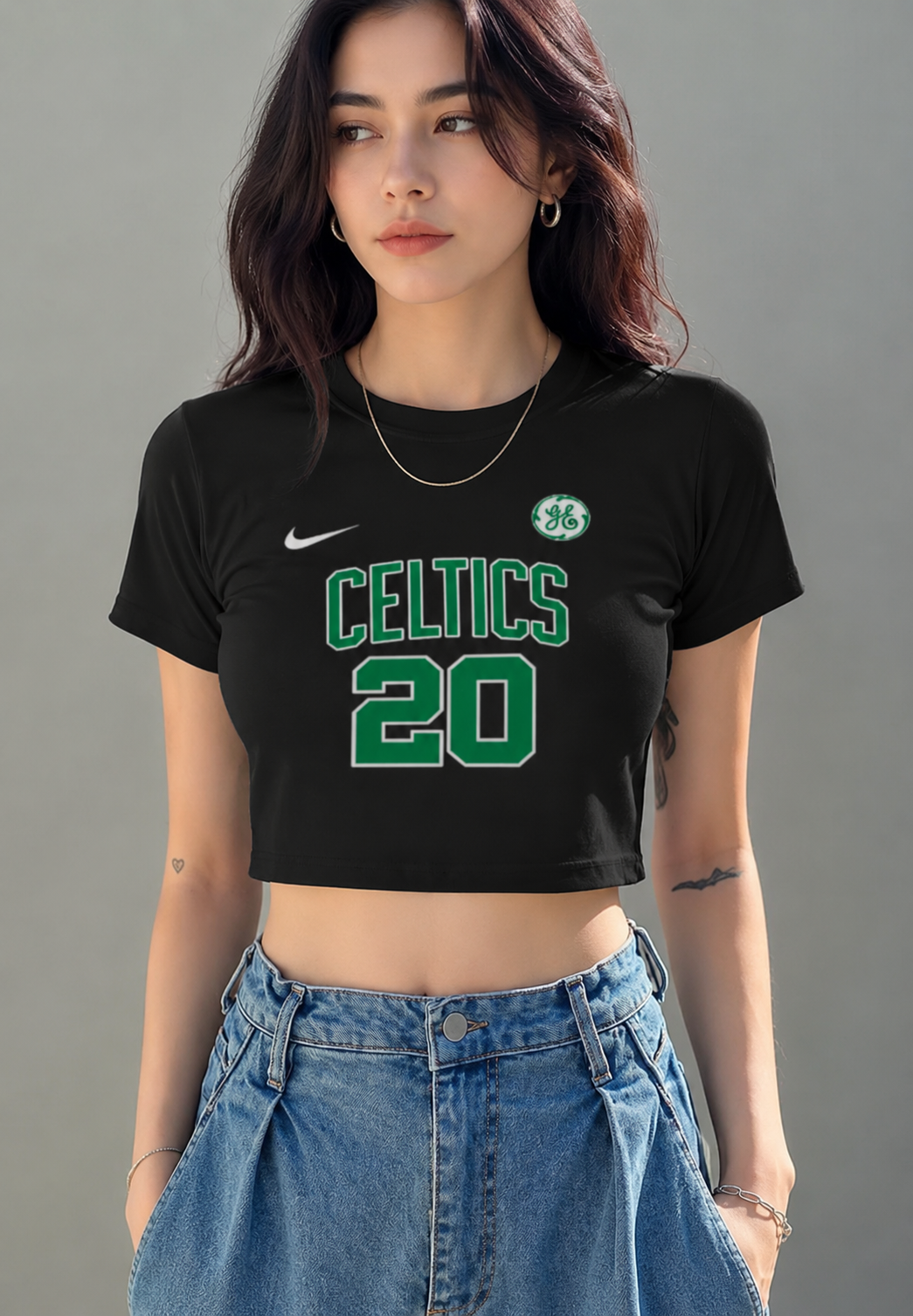 Black crop top by LYVIT ORIGINALS featuring a fitted design and short sleeves, perfect for casual or stylish outfits.