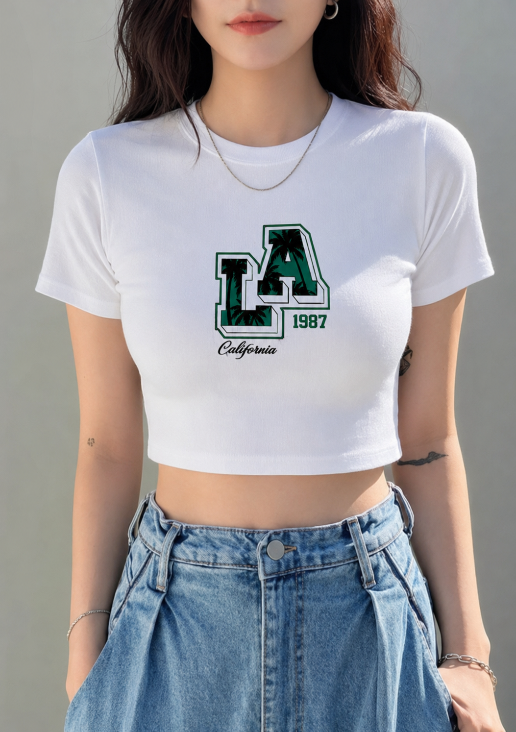 LYVIT ORIGINALS crop top shown in black, fitted style with short sleeves and a round neckline.