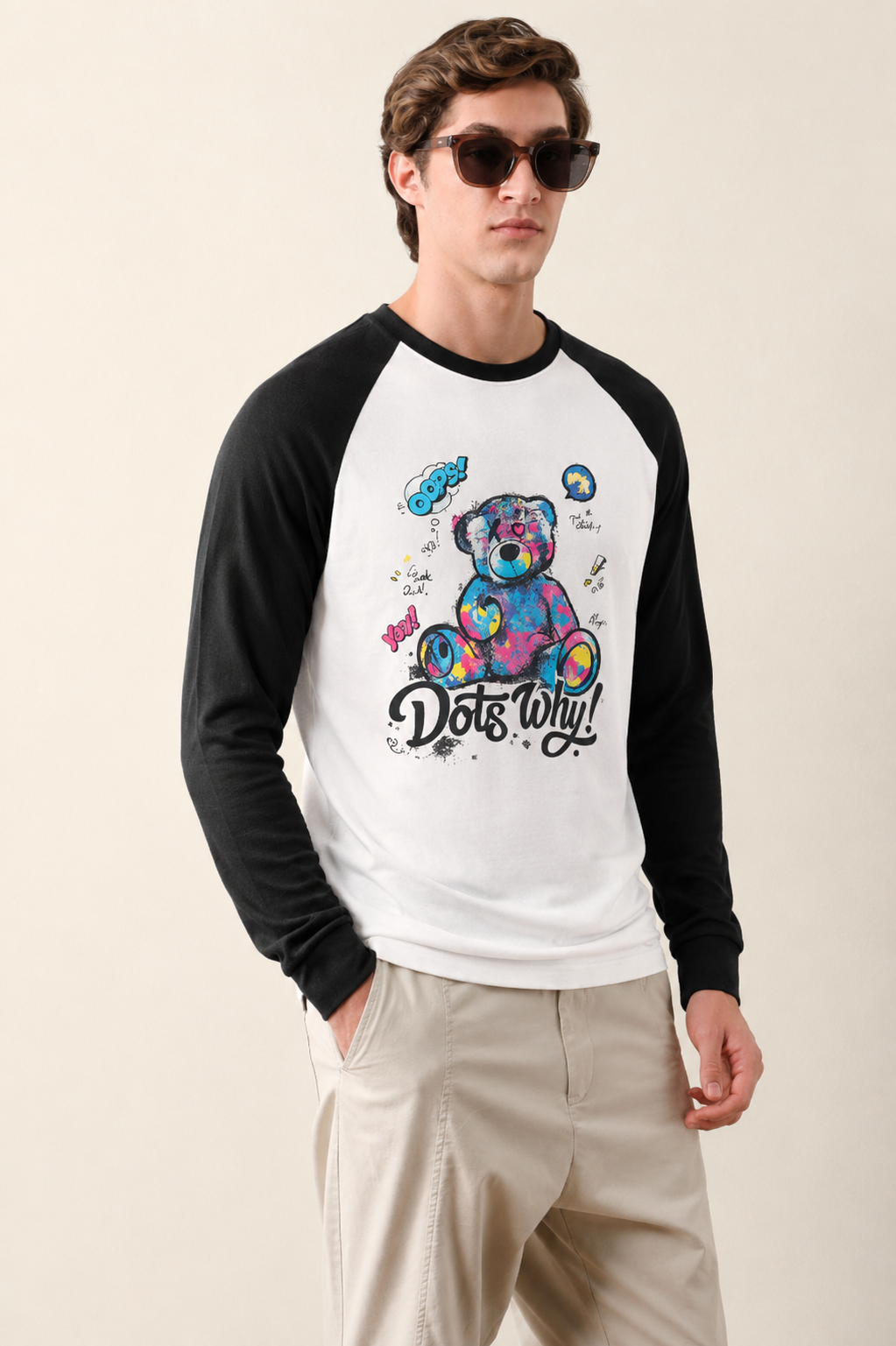 Oversized full sleeve T-shirt by LYVIT ORIGINALS featuring a relaxed fit and soft fabric, shown on a model.