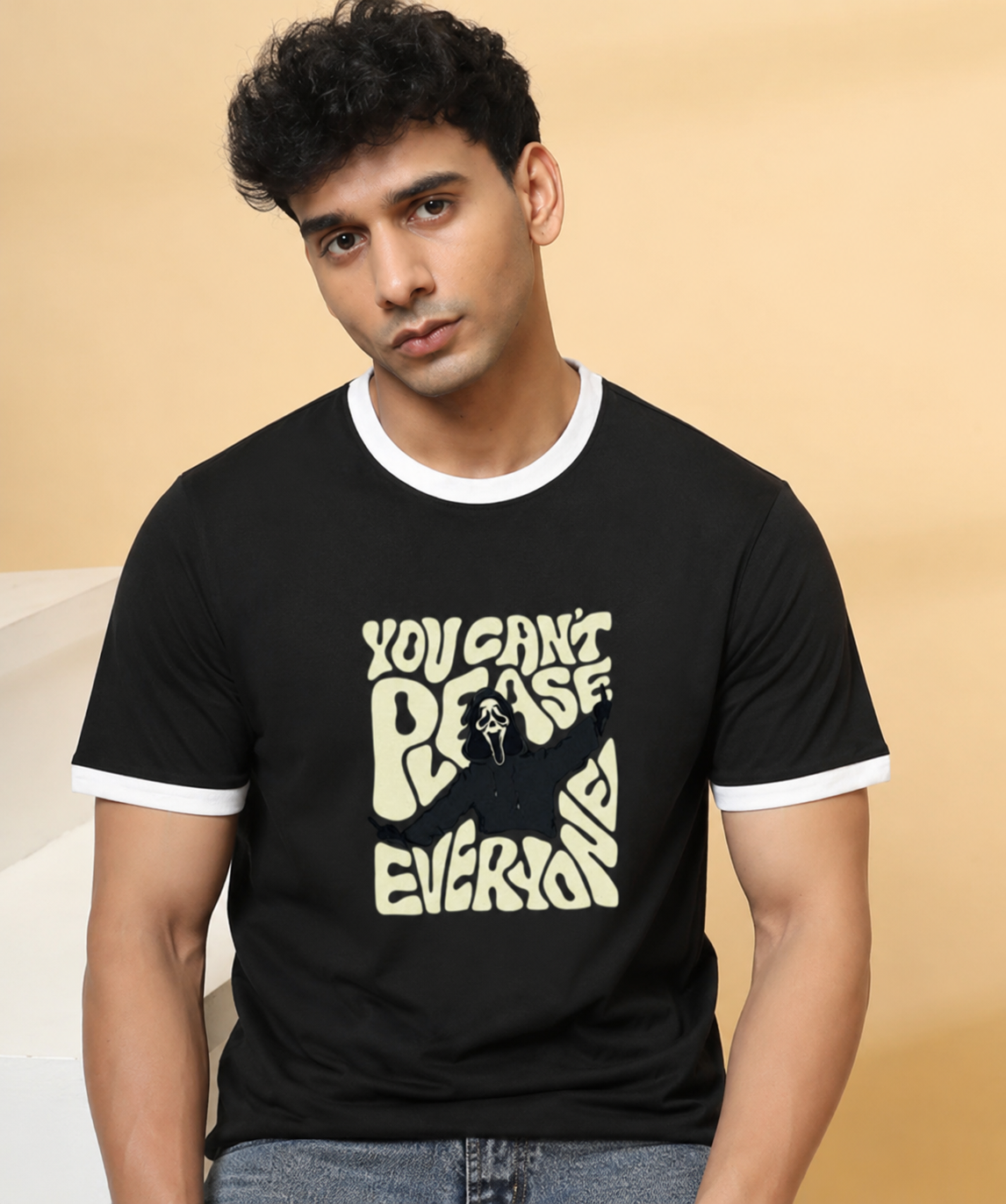 Unisex LYVIT ORIGINALS ringer T-shirt with contrasting collar and sleeves, casual fit, made from soft cotton fabric.