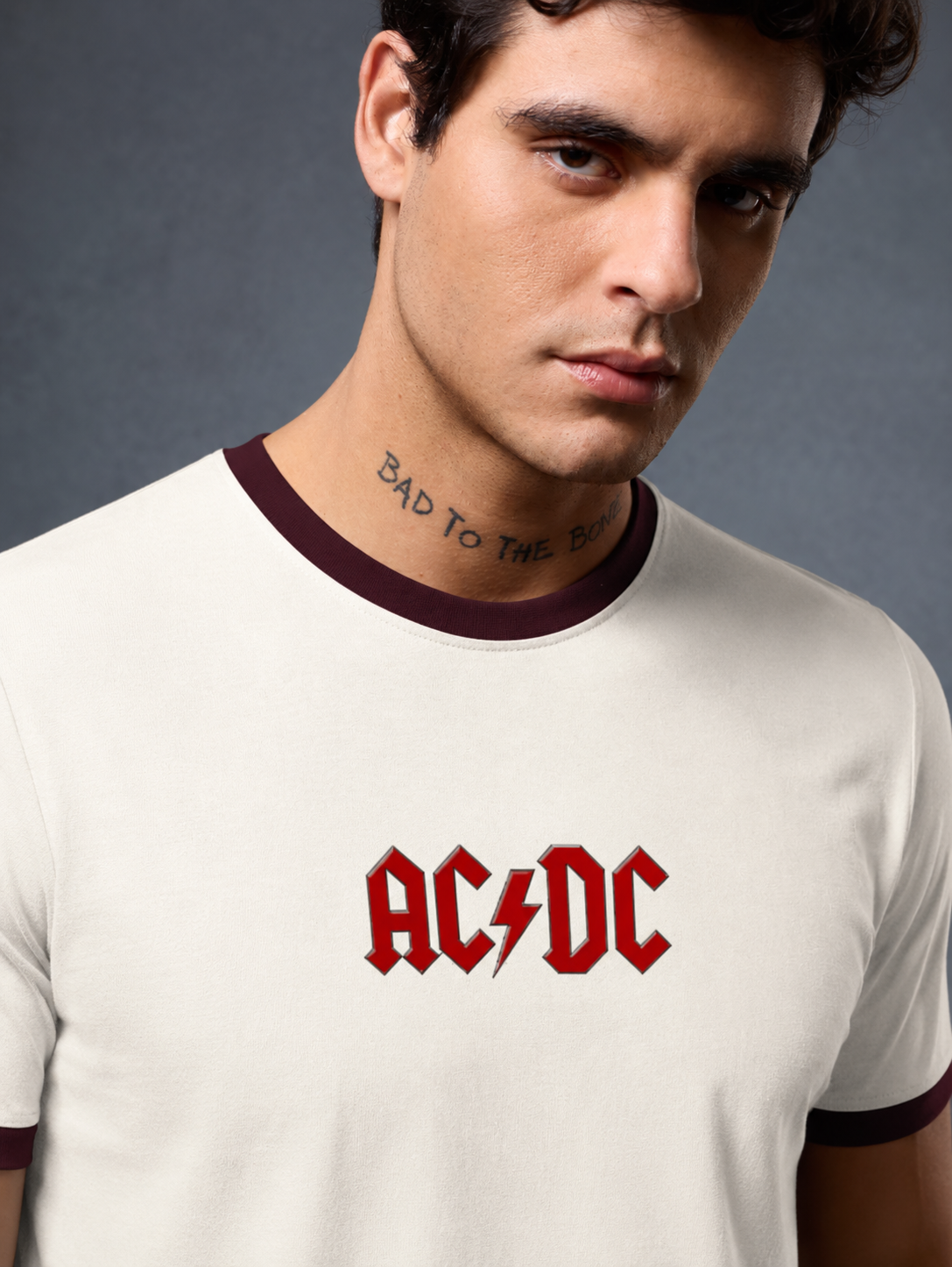 Unisex Ringer T-Shirt by LYVIT ORIGINALS featuring contrasting collar and sleeve bands, casual and stylish for everyday wear.