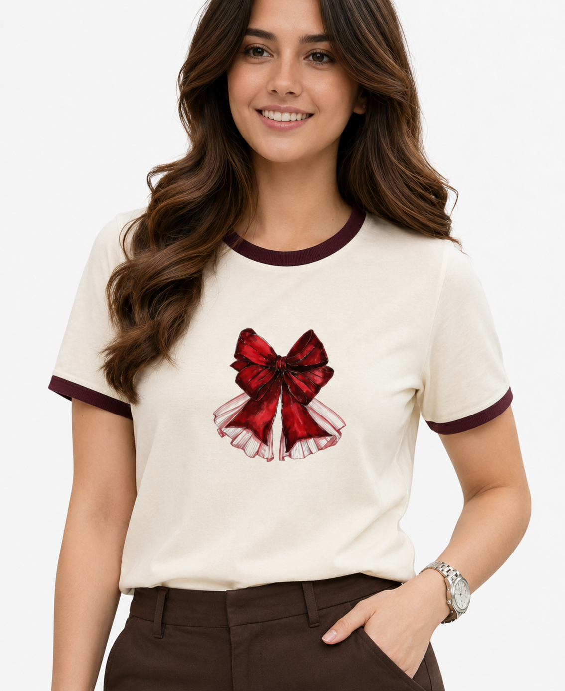 White LYVIT ORIGINALS Ringer T-Shirt with contrasting collar and sleeve bands, casual fit, and vintage-inspired design.